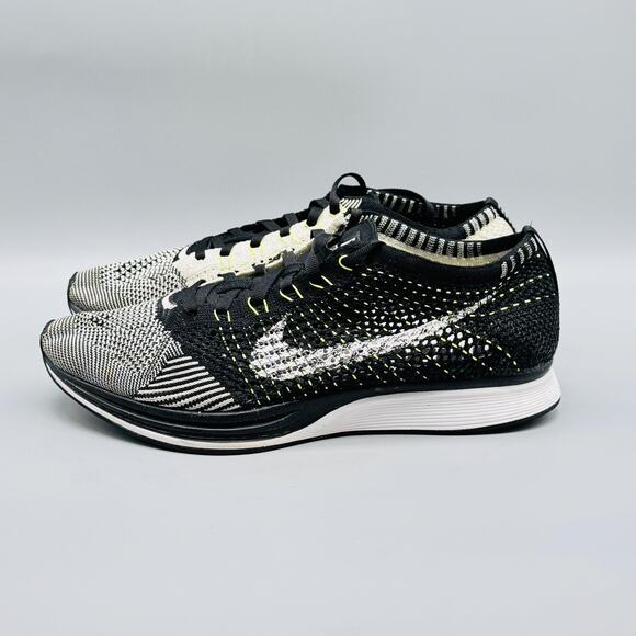 Nike Shoes Mens 8.5 Black Gray Flyknit Racer Volt Running Sneakers Comfort - Picture 5 of 11
